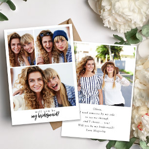 Minimal Script Bridesmaid Proposal Card with Photo