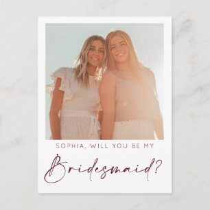 Minimal Script Bridesmaid Proposal Card with Photo