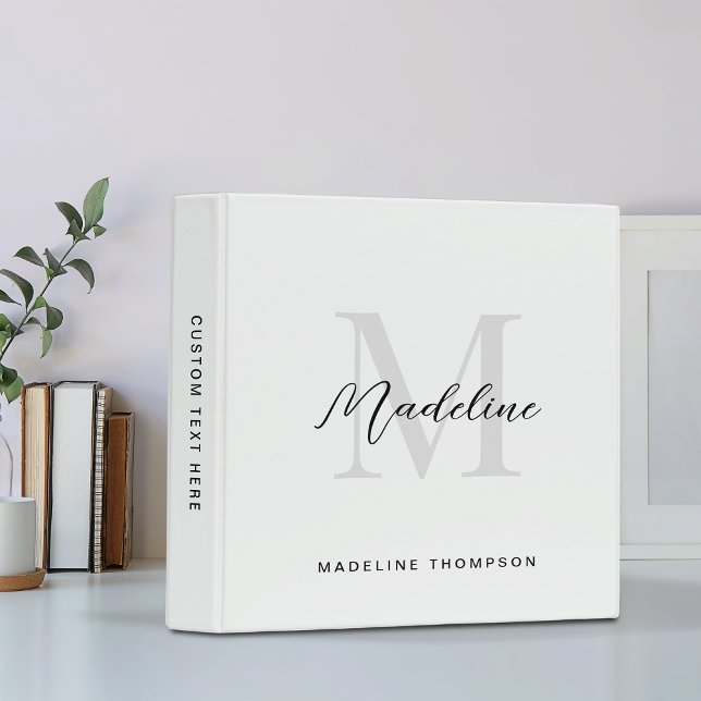 Minimal Script Calligraphy Black White Monogram Binder (Creator Uploaded)