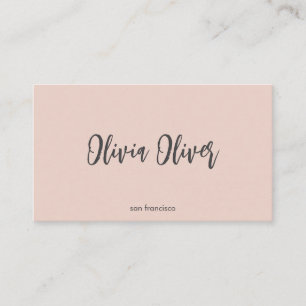 Minimal Script Calligraphy Blush Pink Chic Modern Business Card