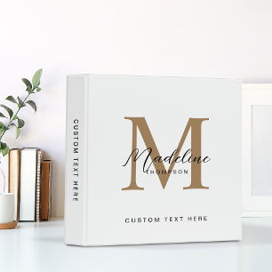 Minimal Script Calligraphy White Gold Monogram Binder