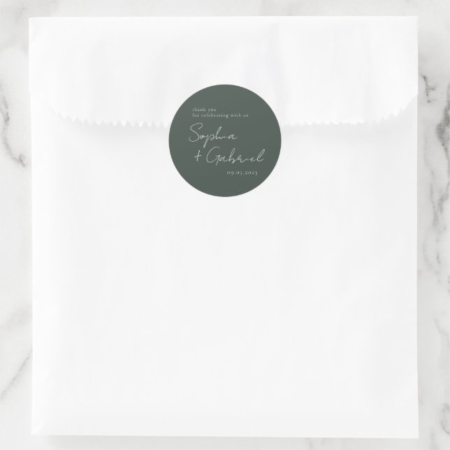 Minimal Script Classic Round Sticker (Bag)