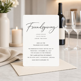Minimal Script Friendsgiving Dinner Invitation