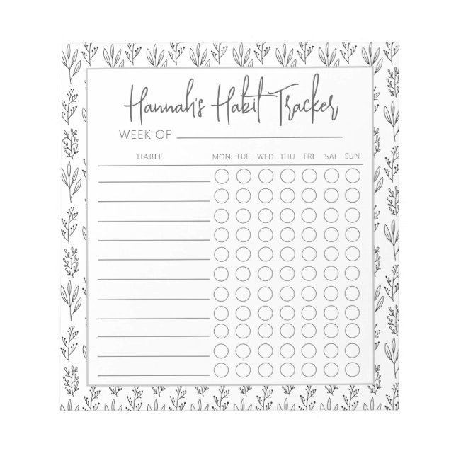 Minimal Script Habit Tracker Notepad (Front)