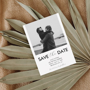 Minimal Script Handwritten Photo White Save The Date