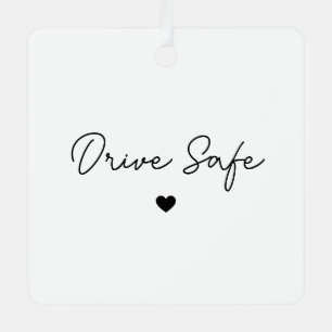 Minimal Script Heart Drive Safe Car Ornament