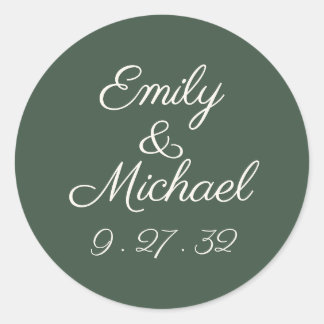 Minimal Script Highland Moss Green Names Sticker