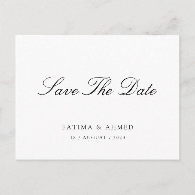 Minimal Script Islamic Muslim Save The Date Announcement Postcard (Front)