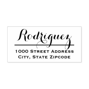 Minimal Script Last Name Return Address Rubber Stamp