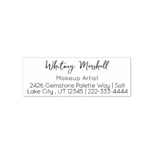 Minimal Script Makeup Studio Address Self-inking Stamp