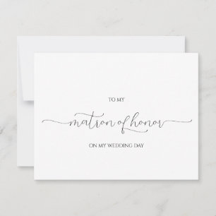 Minimal Script Matron of Honour Thank You Card