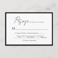 Minimal Script Menu Choice Black Wedding Rsvp