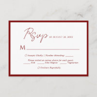 Minimal Script Menu Choice Red Border Wedding Rsvp