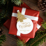 Minimal Script Merry Christmas Gold Foil Classic Round Sticker<br><div class="desc">Minimal Script Merry Christmas Gold Foil Foil Holiday Card.</div>