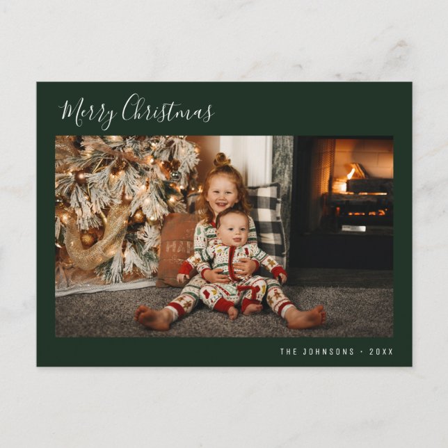 minimal script merry christmas postcard (Front)