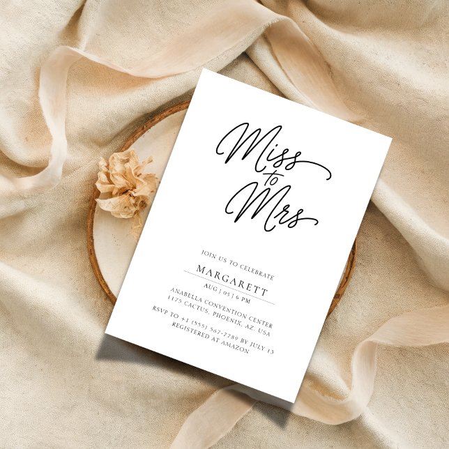 Minimal Script Miss to Mrs Bridal Shower Cheap Invitation (Creator Uploaded)