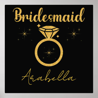 Minimal Script Modern Bridesmaid Foil Prints