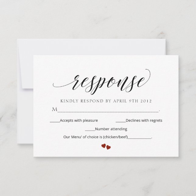 Minimal Script Modern RSVP Wedding Response Card (Front)