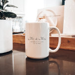 Minimal Script Mr and Mrs Couple Mug Gift<br><div class="desc">This mug makes the perfect gift for newlyweds. Personalize with names,  a special date,  colour preferences and more!</div>