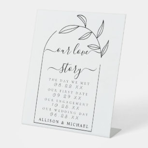 Minimal Script Our Love Story Pedestal Sign