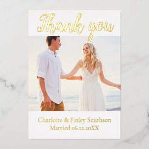 Minimal script personalized Wedding thank you card