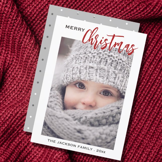 Minimal Script Photo Merry Christmas Holiday Card (Creator Uploaded)