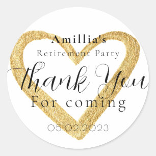 Minimal Script Retirement Party Thank You Favour Classic Round Sticker
