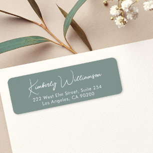 Minimal Script Sage Green Return Address