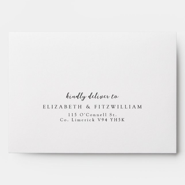 Minimal Script Self-Addressed Cherry Blossom  Envelope (Front)