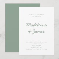 Minimal Script Simple Modern Sage Green Wedding