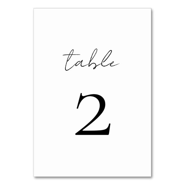Minimal Script Table Number (Front)