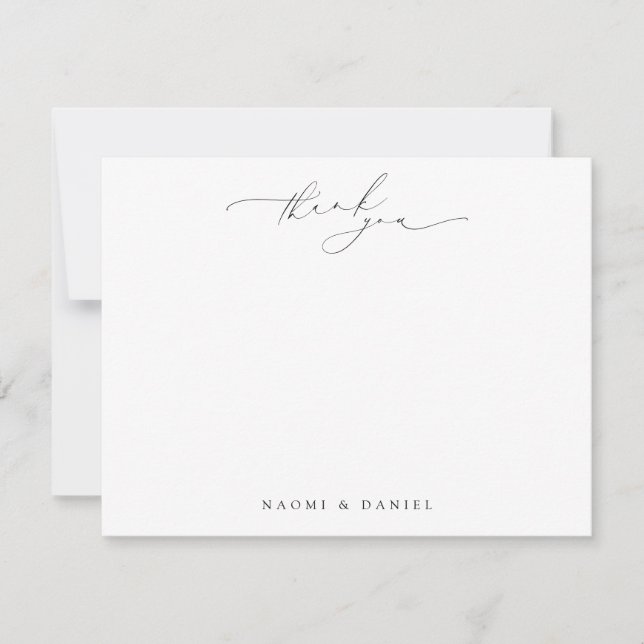 Minimal Script Thank You Personalized Stationery Card (Front)