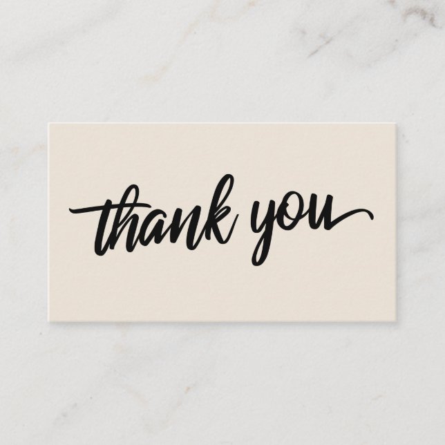 Minimal Script Typography Cream Thank You Enclosure Card (Front)