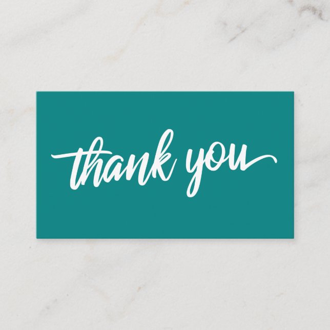Minimal Script Typography Dark Teal Thank You Enclosure Card (Front)