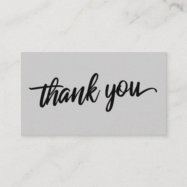Minimal Script Typography Light Grey Thank You Enclosure Card (Front)