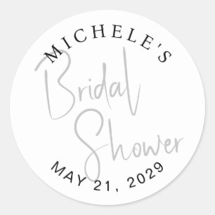 Minimal Script Typography Modern Bridal Shower Classic Round Sticker