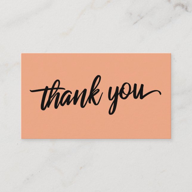 Minimal Script Typography Salmon Thank You Enclosure Card (Front)