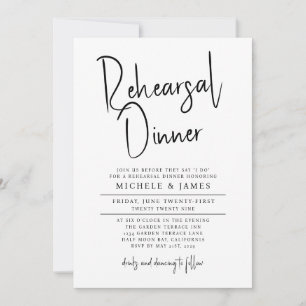 Minimal Script Typography Wedding Rehearsal Dinner Invitation