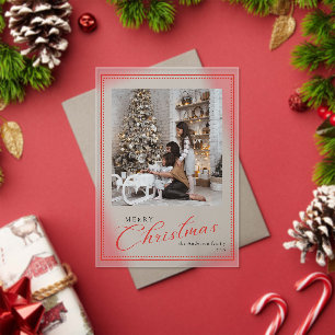 Minimal Script Vintage Merry Christmas Photo Acrylic Invitations