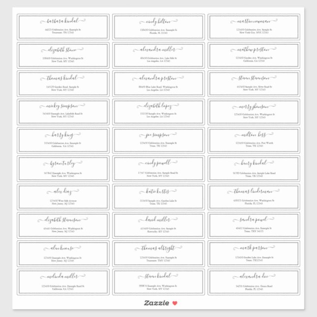 Minimal Script Wedding Guest Address Sticker (Sheet)