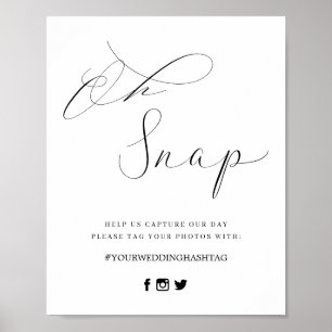 Minimal Script Wedding Oh Snap Hashtag Sign