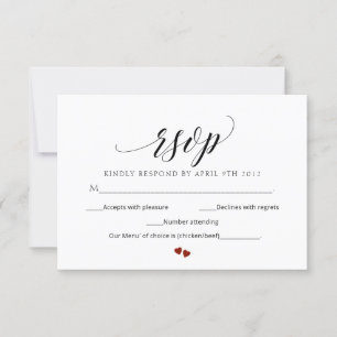 Minimal Script Wedding RSVP Modern Response Card