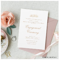 Minimal Script White Gold Muslim Engagement Party