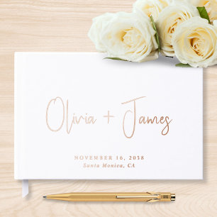 Minimal Script White Wedding Guest Book