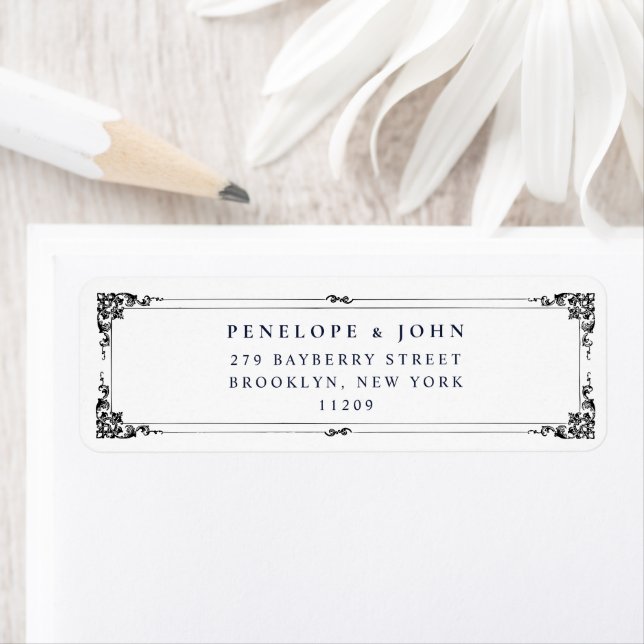 Minimal Serif Border Wedding Return Address (Insitu)