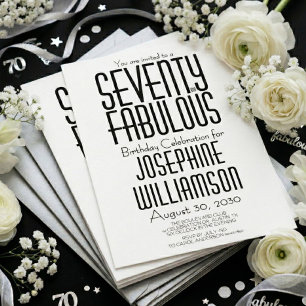 Minimal Seventy and Fabulous 70th Birthday Party Invitation