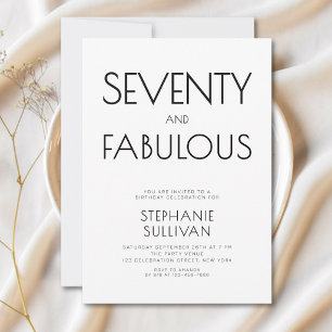 Minimal Seventy and Fabulous 70th Birthday Party Invitation