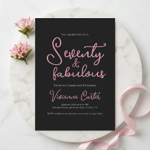 Minimal Seventy and Fabulous 70th Birthday Party Invitation