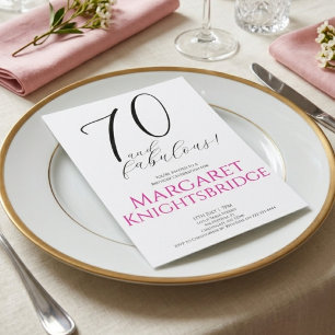 Minimal Seventy and Fabulous 70th Birthday Party Invitation