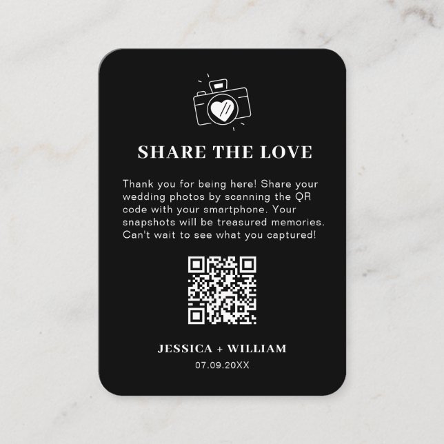 Minimal Share the Love QR code Sign Enclosure Card (Front)